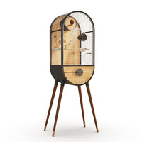 Cage à oiseaux perroquet en bois massif écologique, boîte carrée avec fermeture à bouton, pour petites races, intérieur aménageable, luxueuse