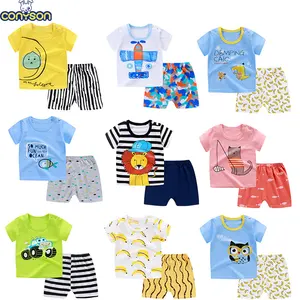 Conyson Großhandel Hochwertige Baumwolle Custom T-Shirt Shorts Kinder Kleidung Kinder Sommer anzug Baby Boys Bedruckte Kleidung Set