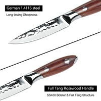 3.5 Inch Fruitmes Duits Staal Keuken Schrijdende Mes Japans Gesmede Hamer Vruchten Messen Met Houten Handvat Groothandel