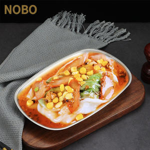 صينية عميقة كورية من الفولاذ المقاوم للصدأ طبق طعام ذهبي مستطيل في الهواء الطلق وعاء وجبات خفيفة للتخييم صينية ذهبية/فضة للشواء - Product Image 4