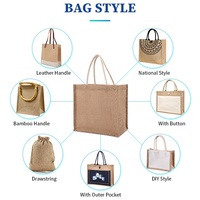 Huahao sac fourre-tout en jute noir et blanc sac à provisions en jute grand sac en jute avec poignées en cuir en gros