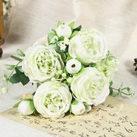 Bouquet de fleurs artificielles en soie blanche, arrangement floral pour mariage, décoration de centre de table pour fête à domicile