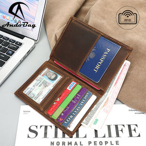 กระเป๋าใส่พาสปอร์ตหนังวัวแท้ AndoBag สำหรับผู้ชาย กระเป๋าสตางค์วินเทจ RFID หนัง Crazy Horse พร้อมช่องใส่เอกสารและคลิปหนีบเงิน - Product Image 1