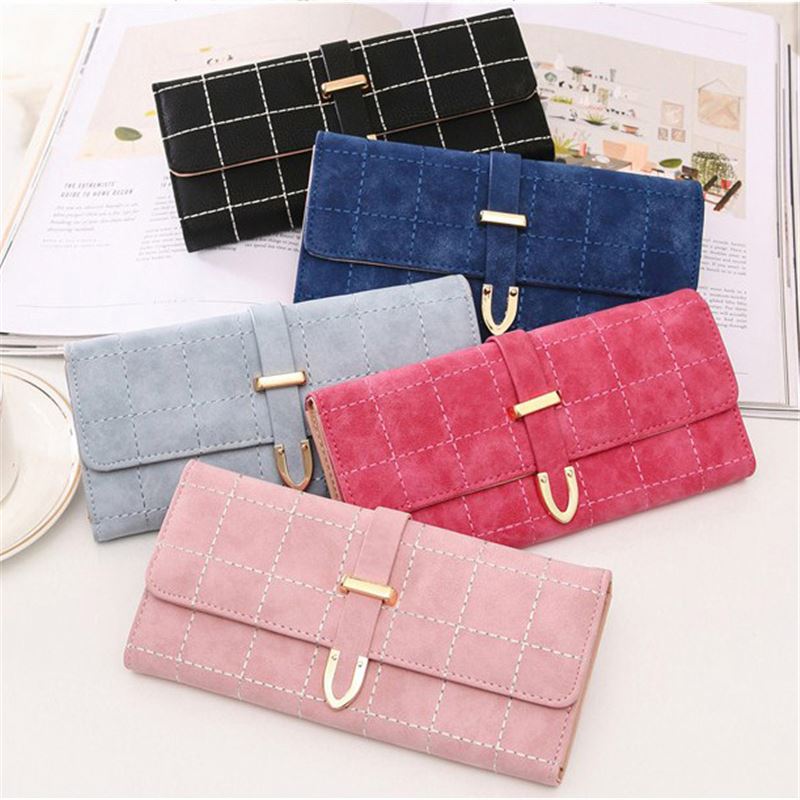 Новое поступление, Женский Длинный кошелек из искусственной кожи, модный клетчатый узор, вместительный держатель для карт и телефона, кошелек для монет на молнии G230A