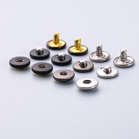 Kancing Logam Tersembunyi 4 Bagian, Bulat Polos, Warna Hitam, Emas, Perak, 9MM 10MM 12MM 14MM, 4 Lubang, Model Fancy untuk Pakaian