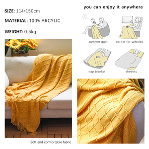 Cheap Super Soft Run Acrylic Textured Solid Decorative <strong>Throw</strong> Lightweight Knitted Blanket <strong>for</strong> <strong>Bed</strong> and Sofa - Product Image 6