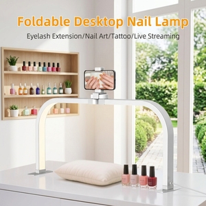 Lámpara de Escritorio LED de <span class=keywords><strong>Media</strong></span> <span class=keywords><strong>Luna</strong></span> para <span class=keywords><strong>Uñas</strong></span>, Luz de Belleza para Manicura, Temperatura de Color Ajustable, Portátil para Hogar y Salón, Suministro al por Mayor - Product Image 1