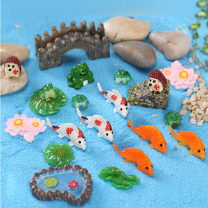 Set de Paisaje en Miniatura de Resina con Peces, Ranas y Flores de Loto, Decoración para Acuario, Manualidades para el Hogar, Adorno DIY - Product Image 1