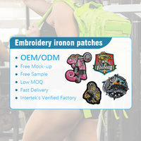 Patch brodé thermocollant OEM ODM 5 motifs graphiques colorés pour vêtements, sacs et accessoires de sport (pêche, boxe)