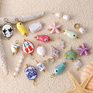 จี้เซรามิกรูปปลาดาวสีม่วง พร้อมจี้สแตนเลสลายดอกไม้ สำหรับตกแต่งสร้อยคอ สร้อยข้อมือ DIY - Product Image 4