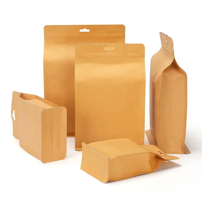 Factory Price Recyclable Heat Seal Food Side Gusset Zipper Aluminum Kraft Paper Bag