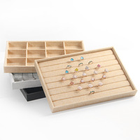 Boîte de rangement rectangulaire en flanelle pour bijoux (colliers, bagues, bracelets, boucles d'oreilles) - Plateau de présentation 35x24x3cm