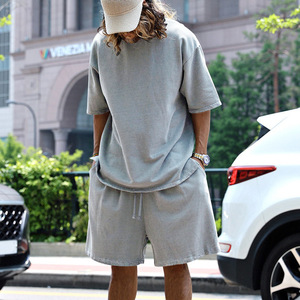 Set sportivo Casual popolare a maniche corte da uomo in loop tinta unita - Product Image 3