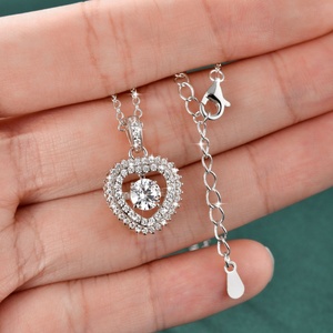 Collier en forme de cœur à double halo en zircon de 5,5 mm, en cuivre pur plaqué or 14 carats, bijoux de mode en gros pour femmes - Product Image 5