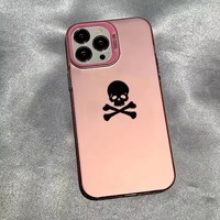 Coque de téléphone Crâne Noir pour iPhone 15 16 17, Coques iPhone 14 13 12 11 Pro Max Mini XS Max X 7 8 Plus SE, Housse en Silicone TPU Mat