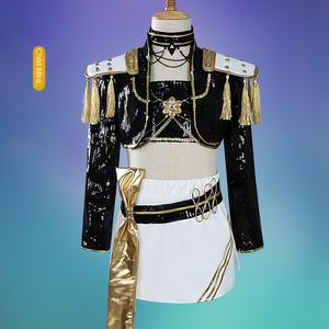 Costume de Cosplay pour Enfants Chasseuse de Sorcières K-Pop, Tenue <span class=keywords><strong>Zoe</strong></span> Rumi Golden Song Noir et Or, Ensemble Transfrontalier - Product Image 3