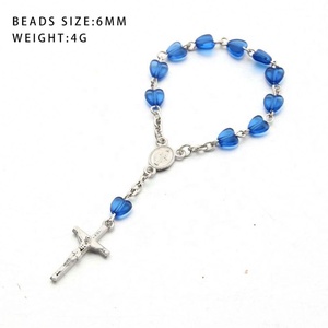 <span class=keywords><strong>Bracciale</strong></span> Rosario da Preghiera Cattolico Placcato Oro per Battesimo Bambino con Mini Catena di Perline di Vetro di Gesù Cristiano - Product Image 6