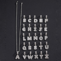 Collar con Iniciales de Moda 2024, Colgante de Letra con Circonita A-Z, Gargantilla con Dije Grueso, Joyería Hiphop para Bodas, Hombres y Mujeres, Material de Cobre