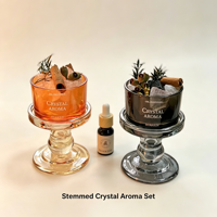 Diffuseur d'arômes en cristal d'améthyste en gros avec socle en verre, copeaux d'améthyste naturelle, fleurs séchées de cannelle, parfum à libération lente, décoration