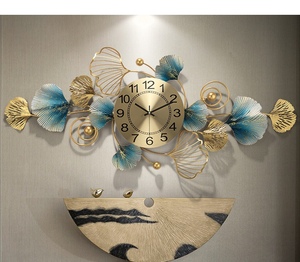 All'ingrosso grande metallo orologio da parete Ginkgo foglia pavone Art Designer movimento al quarzo personalizzato silenzioso <span class=keywords><strong>soggiorno</strong></span> parete decorativa - Product Image 6