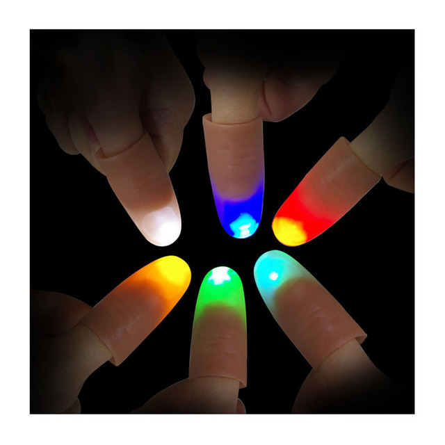 Professional Stage 1 Pair Magic Light Thumb Flash Finger Light up Thumb Tips Bright Lights Magic Prop Toy for Magician