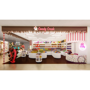Boutique de chocolat Design Dessert Bonbons Présentoirs Aménagement intérieur Comptoir snack shop design 3d à vendre - Product Image 1
