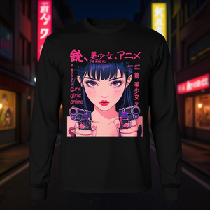 Camiseta de manga larga con gráfico Anime Waifu, color negro, unisex, talla para adultos - Product Image 3