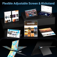 Double écran portable pliable 15.6 pouces IPS FHD LED écran d'ordinateur portable pliable à 360 degrés avec ports Type-C haut-parleur intégré