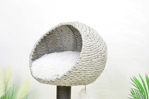 Tempat Tidur sarang hitam abu-abu, bantalan yang dapat dilepas pohon kucing tali gores 4-Level desain Modern - Product Image 4