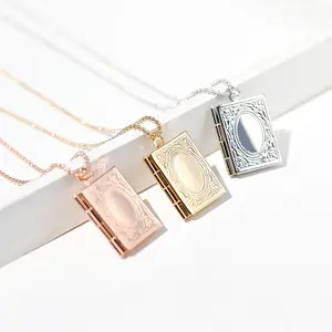 Charm a forma quadrata, collana fotografica, collana con medaglione galleggiante