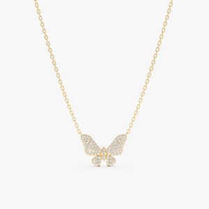 قلادة زفاف رومانسية من Xinyun مصنوعة من النحاس مع كريستال زركون على شكل فراشة، مطلية بالذهب عيار 18 قيراط، قلادة هندسية دائرية على شكل دمعة - Product Image 1