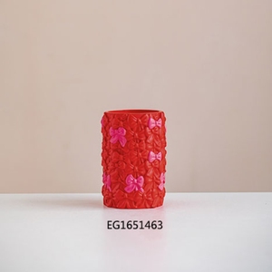 Accessoires de salle de bain de haute qualité, ensemble d'accessoires de salle de bain en céramique <span class=keywords><strong>rouge</strong></span> avec nœud en relief, distributeurs de <span class=keywords><strong>savon</strong></span>, <span class=keywords><strong>porte</strong></span>-<span class=keywords><strong>savon</strong></span> - Product Image 2