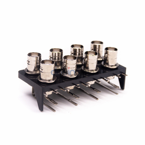 Conector BNC Hembra de Alta Calidad, Ángulo Recto, 2*4 Puertos para Montaje en PCB, Conector Coaxial BNC de Orificio Pasante - Product Image 2