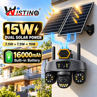 Caméra solaire Wistino 16MP 3PTZ 6 moteurs, vision nocturne couleur, 4 objectifs, 4 écrans, double panneau solaire, AOV, audio bidirectionnel, 18X, 4G