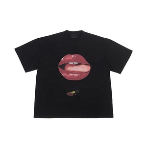 Logo personnalisé Qualité Coton Vente en gros Hommes Impression T-shirt Surdimensionné à Épaules Goutte - Product Image 1