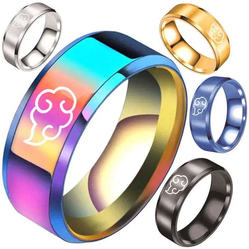 Religious Buddha Cloud Rings 8mm Titanium Stainless Steel Couple Ring Women Men Black Blue Gold Silver Rings Gift Party Jewelry