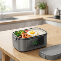 Boîtes et bacs de rangement chauffants électriques portables sans fil USB, alimentation par batterie, capacité 1,2-1,6 L, pot intérieur en acier inoxydable, minuterie