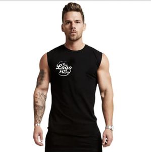 Gilet de fitness personnalisé pour hommes, t-shirt sans manches en pur coton, plaque légère, couleur unie, sports d'été, tricoté, coupe surdimensionnée - Product Image 1