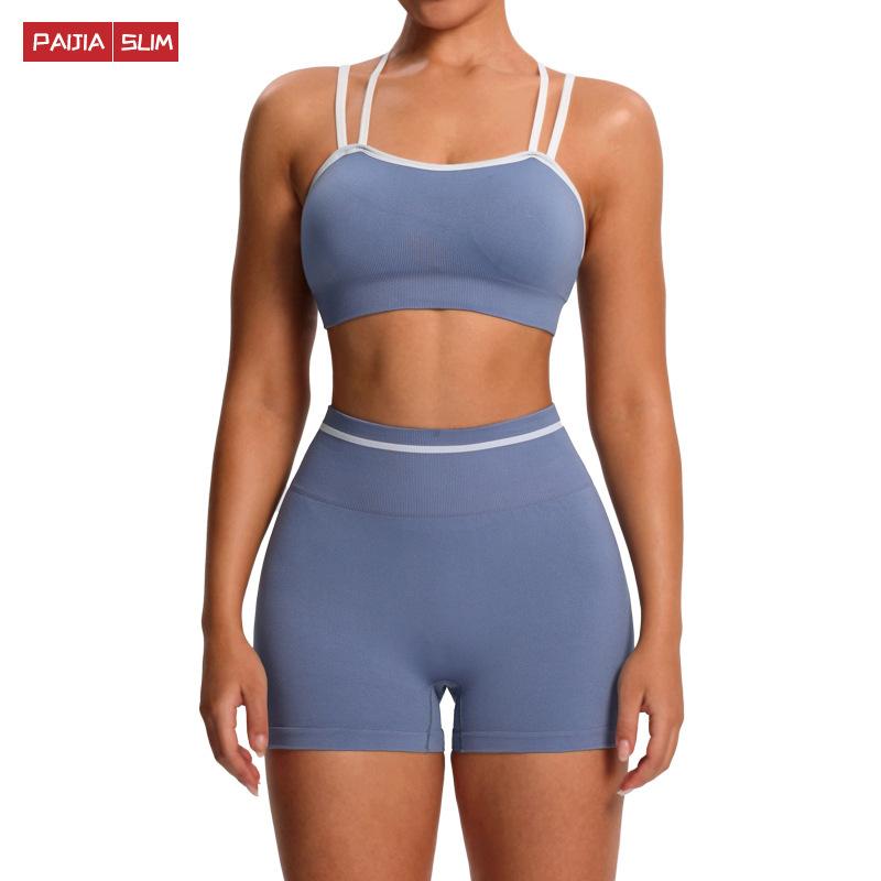 Female Sexy Sling Short Yoga Set High Elastic Comfortable Slim Fit Fitness Outfit for Daily Sports Running