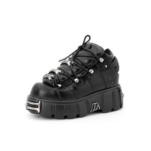 รองเท้าบูทหนังสไตล์พังก์สำหรับผู้หญิงและผู้ชาย รุ่นใหม่ ปี 2024 สไตล์เฮฟวีเมทัล พื้นหนา แบบโกธิค ดาร์ก สำหรับขี่มอเตอร์ไซค์ ทันสมัย - Product Image 2