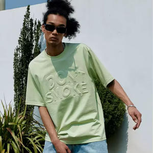 T-shirt décontracté en coton épais tricoté vintage avec broderie 3D, coupe classique, manches courtes, personnalisable, imprimé à l'écran, respirant, pour le fitness - Product Image 5