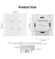 Interrupteur tactile intelligent en verre trempé doré de type FIKO 86 1/2/3/4 WiFi Tuya Zigbee Homekit APP Télécommande (F71-86)