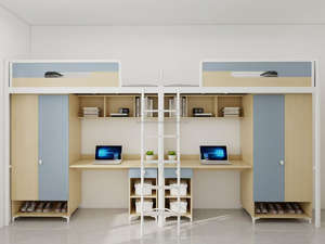 Оптовая продажа, товары для школьной мебели, двухъярусная кровать в общежитии с письменным столом и шкафом для школьного использования - Product Image 2