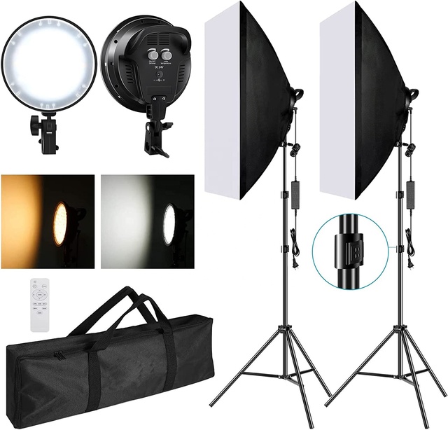 96W LED Panel Softbox Lighting Kit 20x28 Studio Continuous Lighting Kit with 2pcs 3000 6600K Dimmable LED