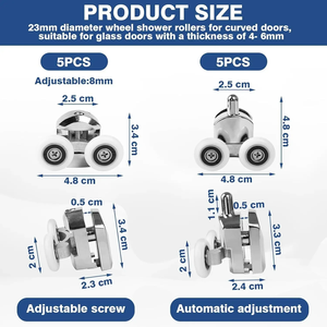Shower <b>Door</b> <b>Rollers</b> Zinc Alloy Shower <b>Door</b> Wheels Curved Shower <b>Rollers</b> with Anti-Collision Block Bathroom <b>Door</b> Accessories - Product Image 6