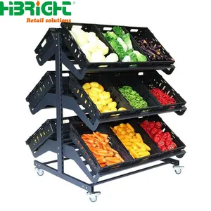 Op Maat Gemaakte Metalen Meerlagige Winkel Winkel Groenteplanken Supermarkt Groente Fruit Display Rack