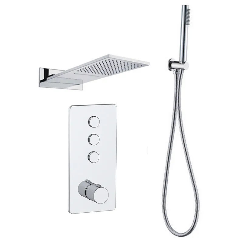 Shower hujan sistem termostatik di dinding Shower Set logam sistem Shower tersembunyi