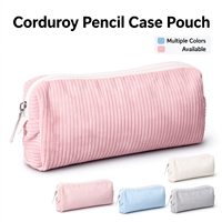 Étui à crayons en velours côtelé BSCI, pochette de papeterie, sac à cosmétiques multi-usages pour étudiants, école, bureau, cadeau promotionnel