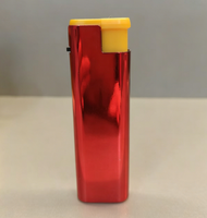 Briquet à gaz métallique classique au butane, flamme bleue puissante, coupe-vent, rechargeable, électronique tactile, avec logo personnalisé, coffret cadeau