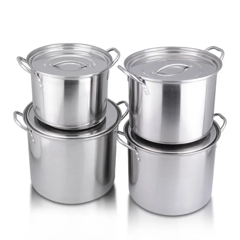 Vaso de cozinha comercial grande, 8 peças conjuntos de potes de cozinha de aço inoxidável completo com tampas